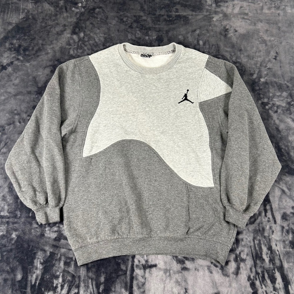 Jordan Sweatshirt Mens Small Grey‎ Colorblock Jumpman Fleece Pullover 2460